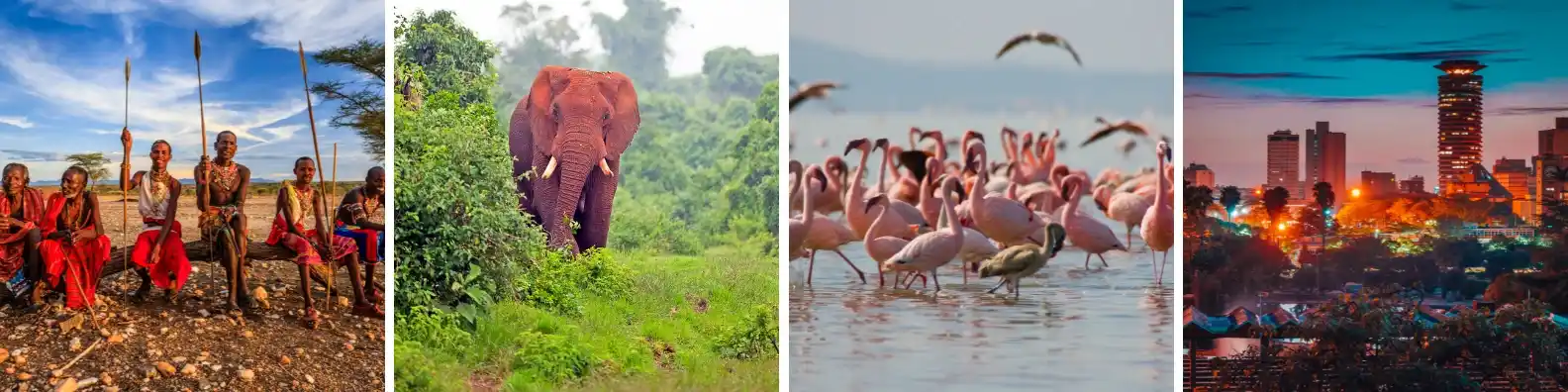 kenya-travel-collage-masai-elephant-flamingos-nairobi
